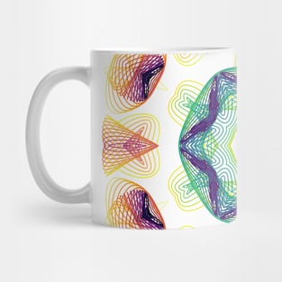 Wormhole Kaleidoscope | Harmonograph Green Blue Yellow White Mug